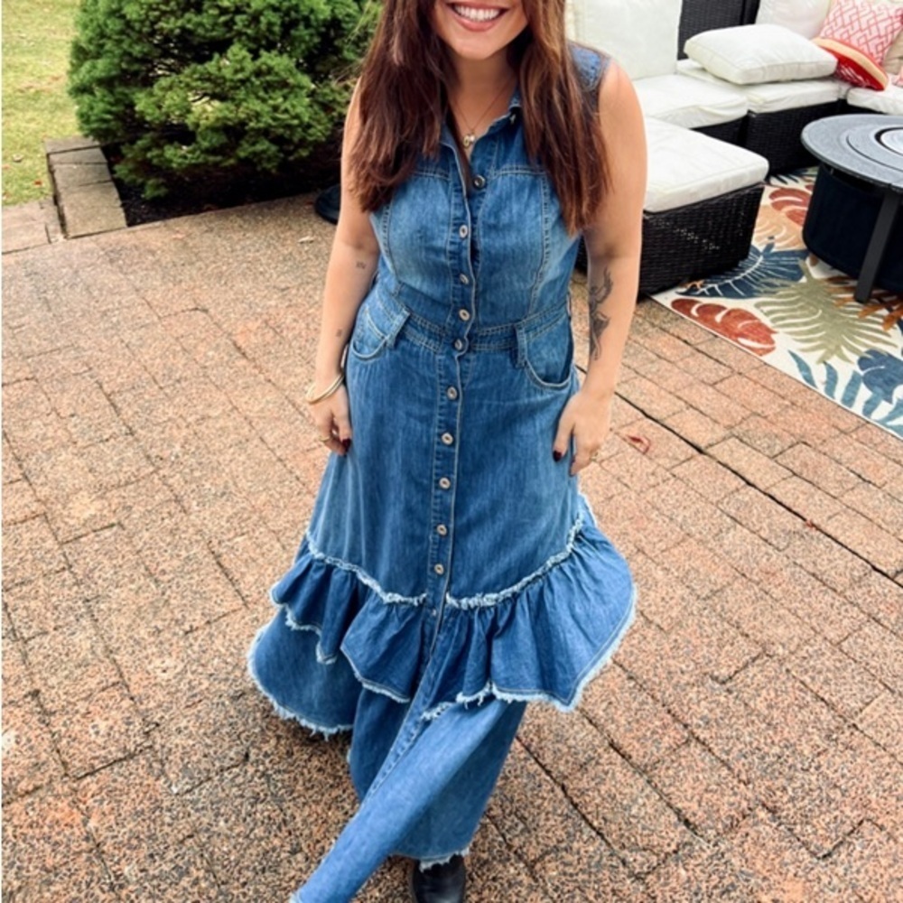 FREE PEOPLE Beau Denim Dress S - Picture 6 of 12